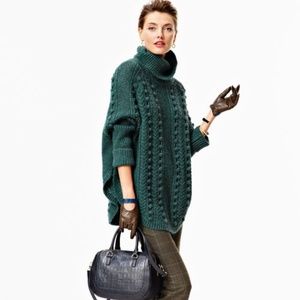 Cabled Curved-Hem Sweater